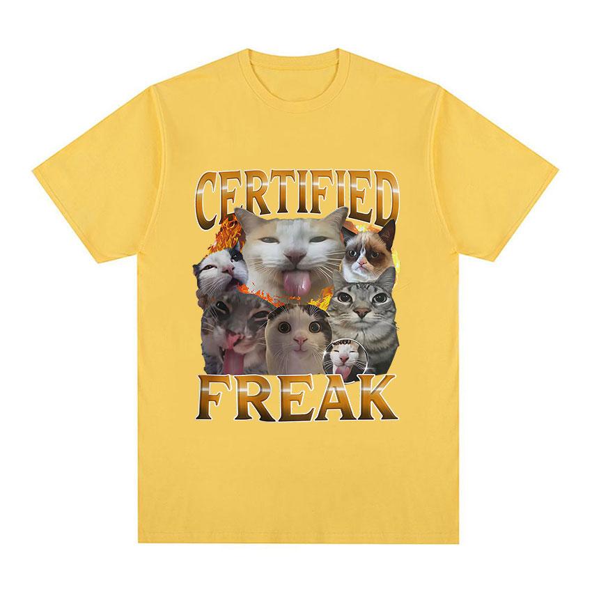 Funny Certified Freak Cat Meme T-Shirt Unisex Women Cute Humor Style Short Sleeve T Shirt Fashion High Quality 100% Cotton T-shirts