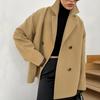 Woolen Coat Women Thick Windbreaker Double Breasted Lapel Long Sleeve Loose Jacket Commuting Casual New Fashion Autumn