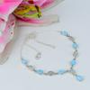 Natural Rainbow Moonstone, Larimar Gemstone 925 Solid Silver Necklace 18" b7W41
