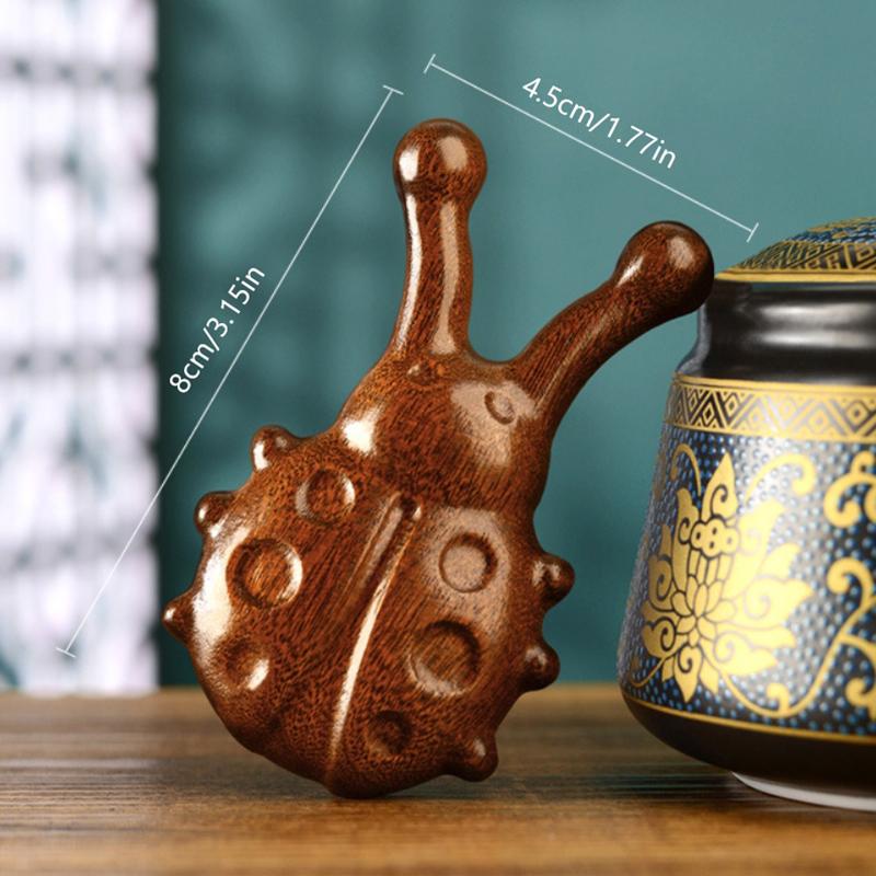 Массажная расческа из сандалового дерева в форме жука с картой акупунктурных точек, утолщенная расческа-меридиан тела, массажная расческа для акупунктурных точек носа и глаз