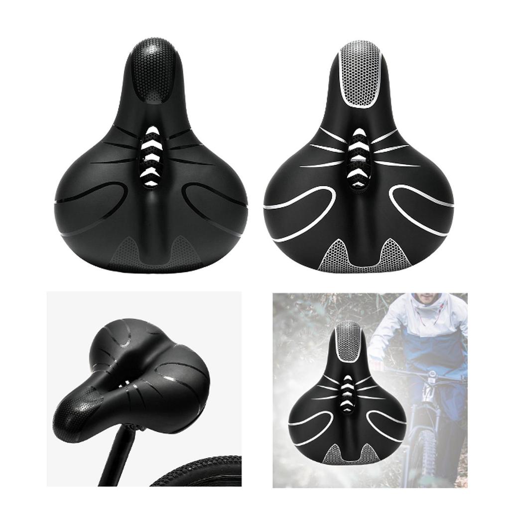 Bike Seat for Men Women Waterproof Accessories Wide with Reflective Strip Comfort Soft Indoor Outdoor Center Cutaway Bike Saddle