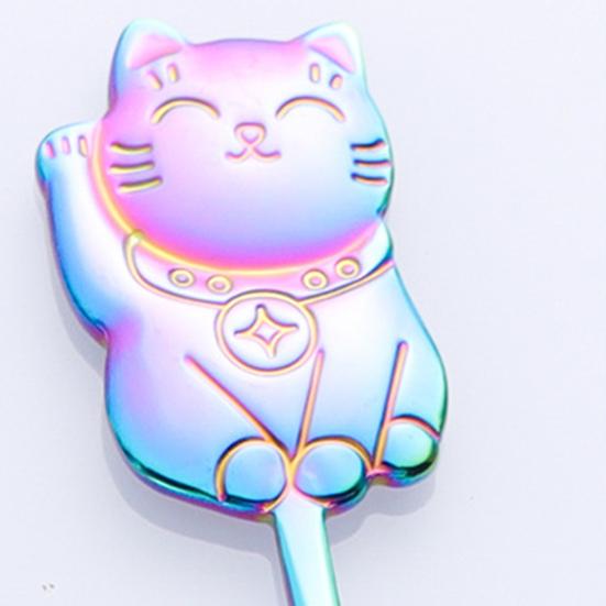 Coffee Spoon Fashion Food Grade Lightweight Dessert Spoon Round Edge Lucky Cat Coffee Spoon Tea Spoon for Home
