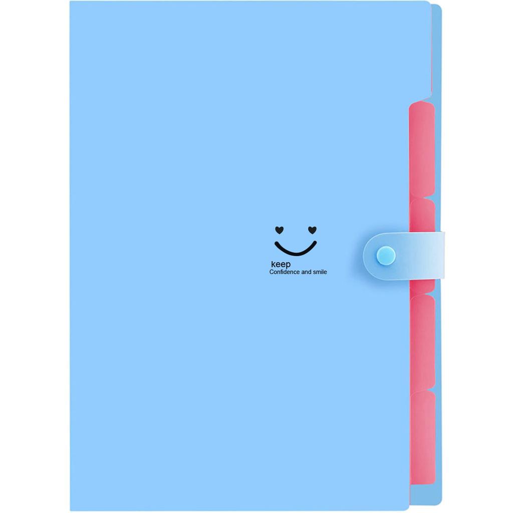 A4 Multi-Layer Folder Dutton File Bag File Bag Candy Color Five Grid Organ Bag Large Capacity Korean Simple Office Stationery