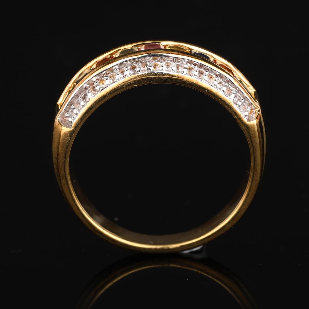 925 Sterling Silver Multi Color Sapphire Ring Gold Plated Princess Cut White Topaz Fine Jewelry Gift for Her