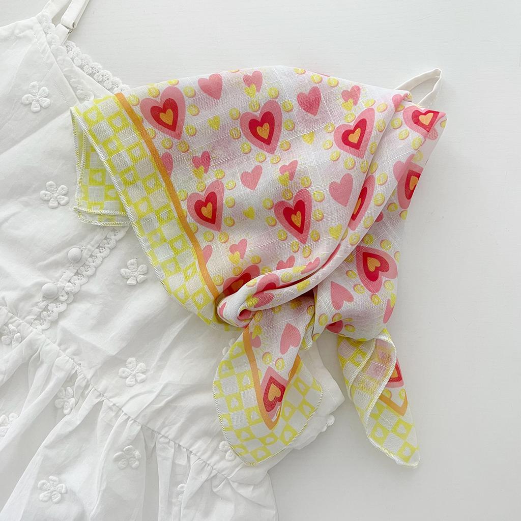 Retro Countryside Small Square Scarf French Artistic Cotton And Linen Scarf Women'S Spring And Autumn Summer Sun Shading And Sun Protection Headscarf