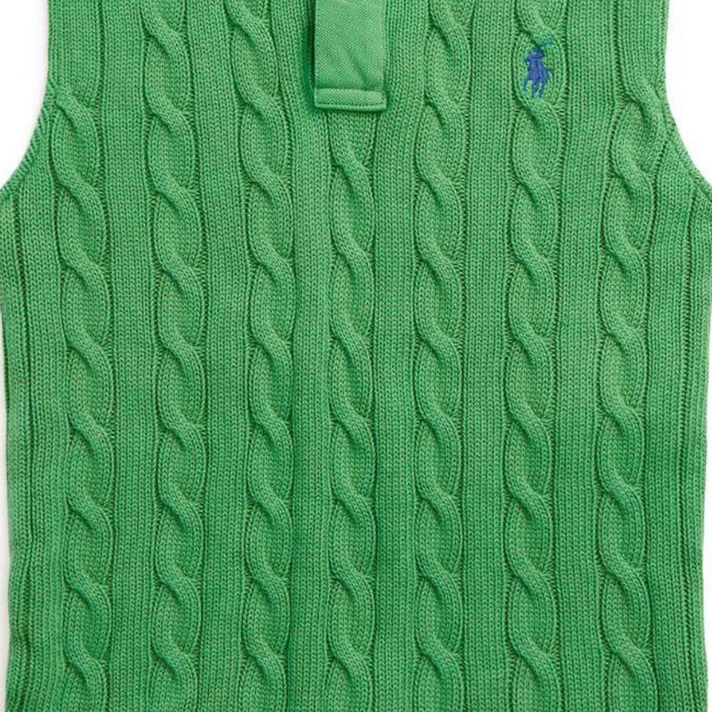 Polo Ralph Lauren однотонный пони вышитый косичка вязаный без рукавов свитер женский свитер зеленый 211943140-002