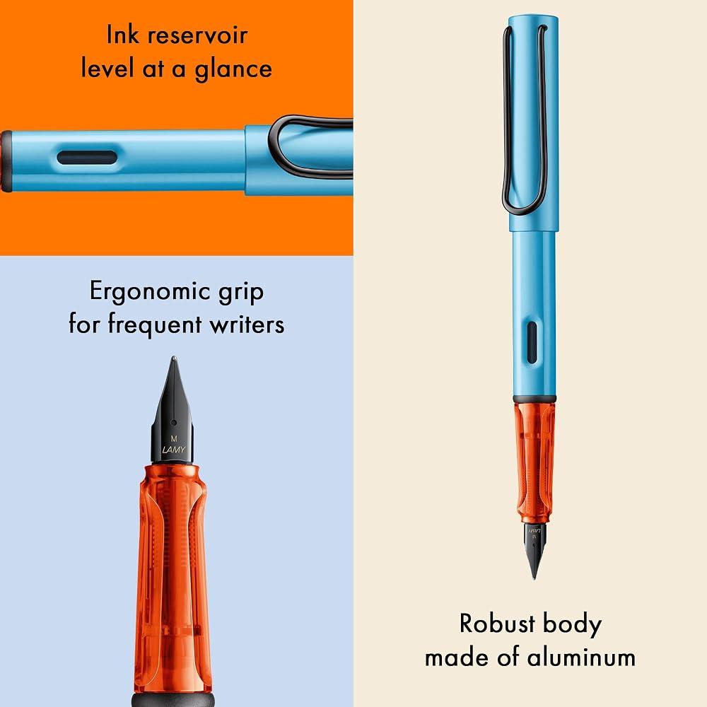 Перьевая ручка Lamy Al-Star Denim - Эргономичная рукоятка и полированная сталь Ширина линии M - Легкий алюми...