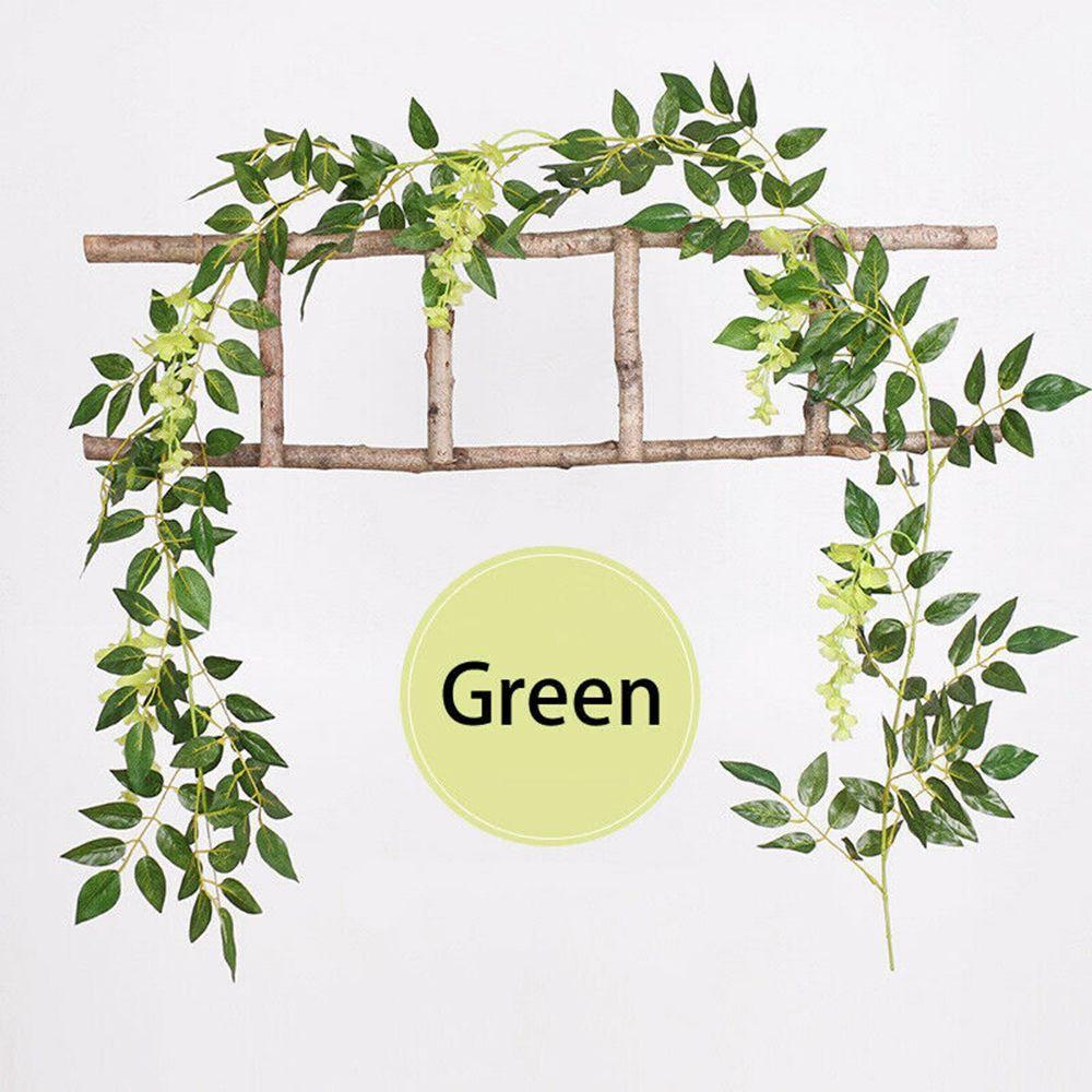 Украшения Зеленые листья Листва Стелющийся цветок Искусственный плющ Виноградная лоза Искусственные цветы Глициния Растение