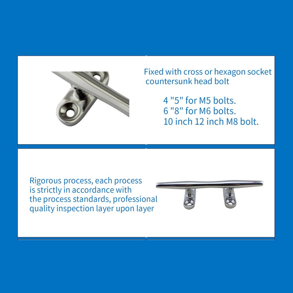 Boat Cleat Open Base 4/5/6//8/10/12 inch Dock Cleat 316 Stainless Steel Marine Grade Boats Hollow Base Cleats