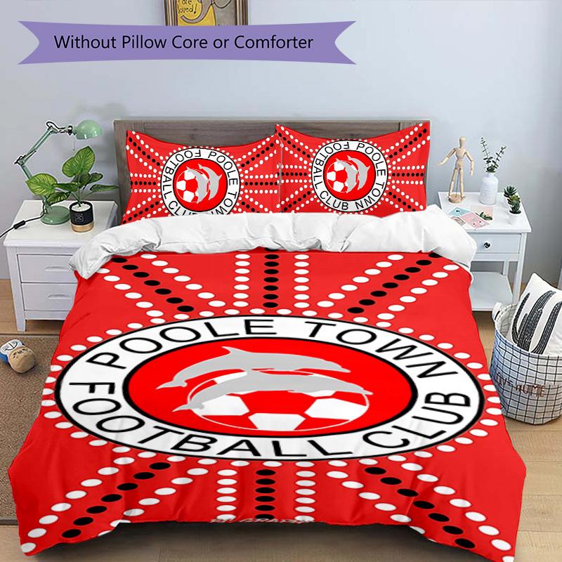 3pcs Football club logo pattern bedding set duvet cover set includes duvet cover &pillowcases,perfect all season bedroom decoration&gift