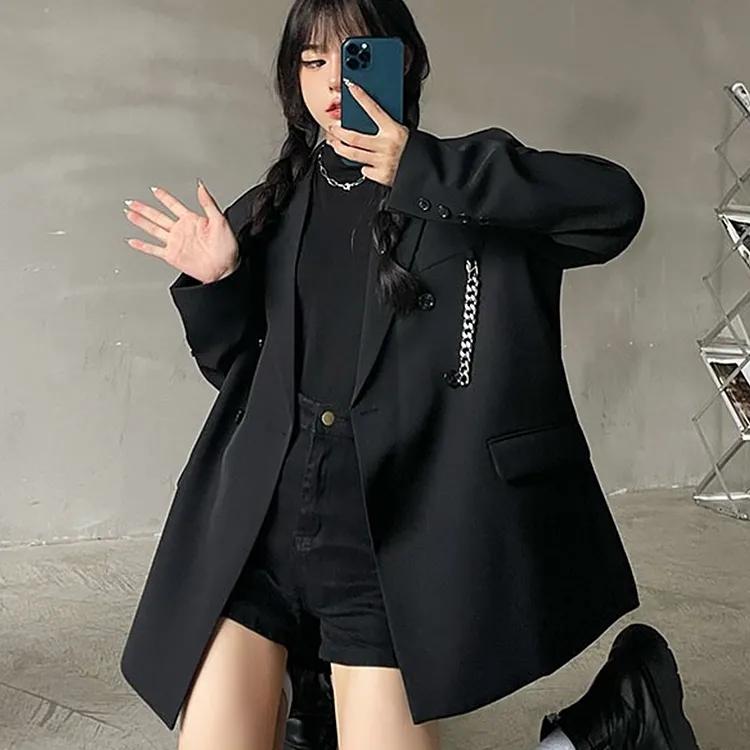 Костюм-пальто, женский весенне-осенний свободный костюм оверсайз, трендовый блейзер