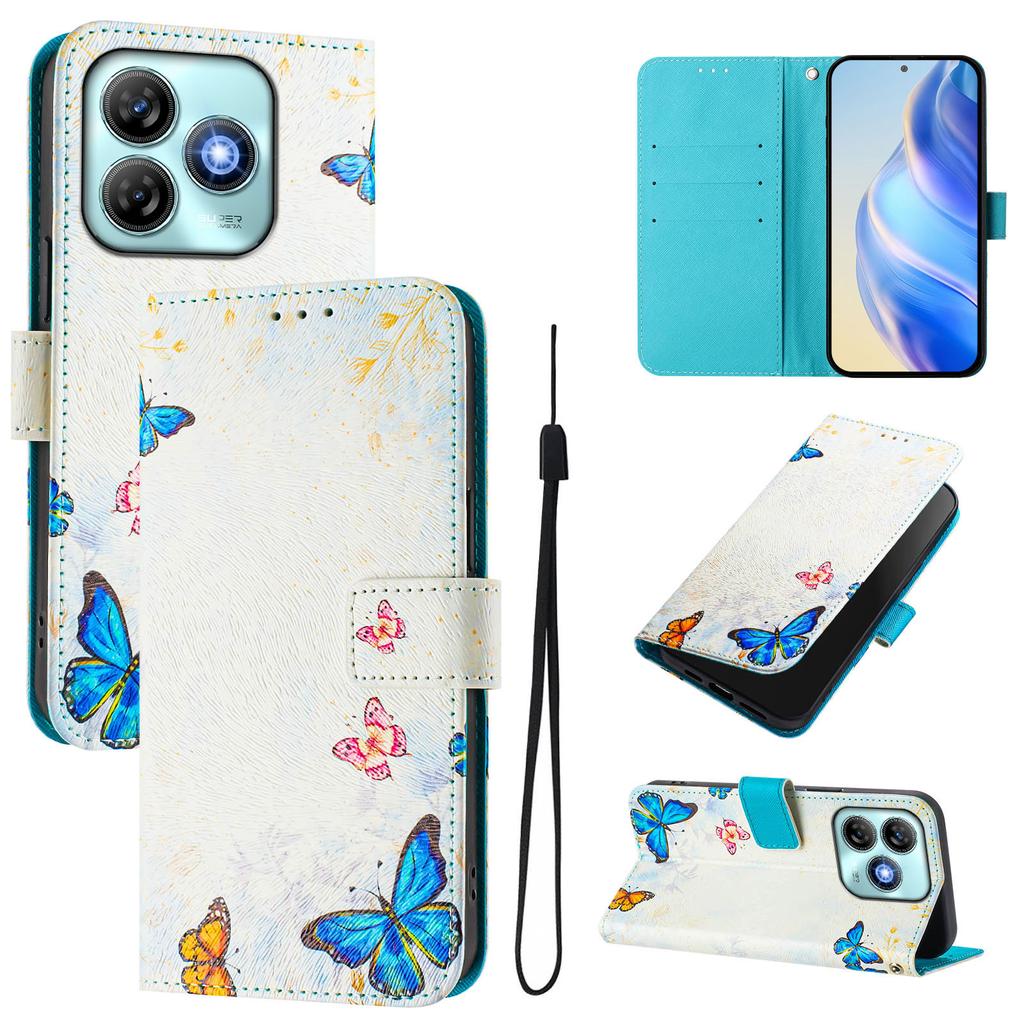 Роскошный кожаный чехол-книжка Butterfly Family с росписью для ZTE Blade A52,A53,A73,V50 Vita,V40S,V60,A35,A55,A75...