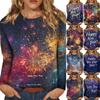 Women's Casual Fashion Sexy Comfortable Christmas Printed Round Neck Long Sleeve Top