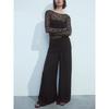 Za2024 Summer New Product Women's Clothes High Waist Slim Looking Drape Casual Straight-Leg Stretch Waist Wide Leg Pants 9929049