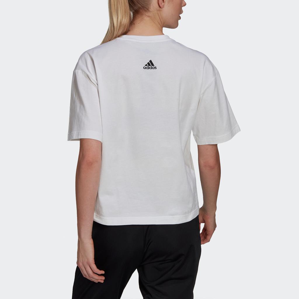 adidas Футболка с коротким рукавом и принтом большого логотипа, женские топы, белые GV5173