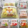 Kids Cartoon Fox Duvet Cover Microfiber Bedding Set Lovely Animal Theme Comforter Cover King For Kids Adults Girls Bedroom Decor