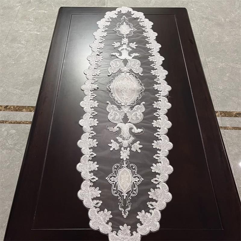 Европейская кружевная вышивка цветов Настольный флаг Дорожка для стола Чехол для скатерти для вечеринки, Рождества, свадьбы Украшение стола и аксессуары