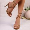 Fashion Women's Pointed Toe Patent Leather One Strap Cross Ankle Strap Stiletto Sandals Fashion Pump