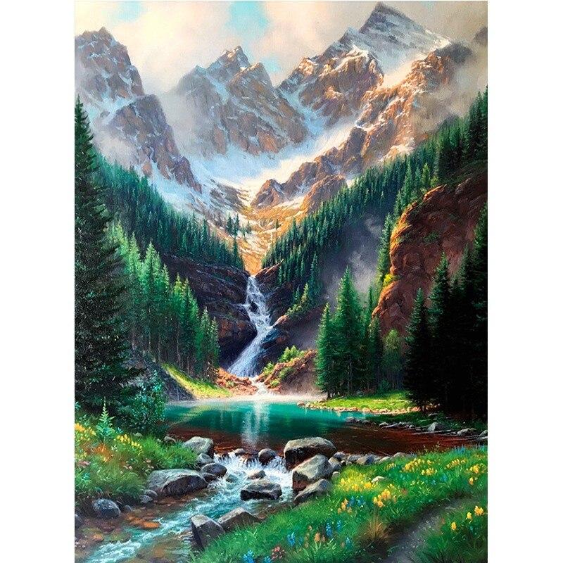 DIY Diamond Painting Landscape Sunset Sea Full Drill Embroidery Tree Scenery Mosaic Art Picture of Rhinestones Home Decoration
