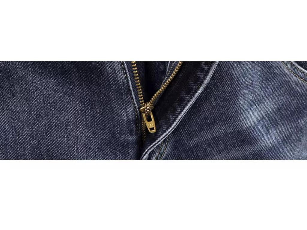 Мужские джинсы облегающего кроя в корейском стиле темно-синего цвета - Модные, Универсальные, Эластичные для весны/лета.