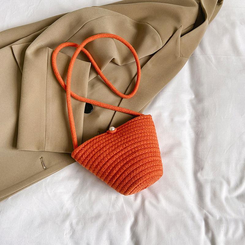Повседневная хлопковая тканая женская сумка, маленькая плетеная летняя пляжная сумка Shell, женская дорожная сумка через плечо