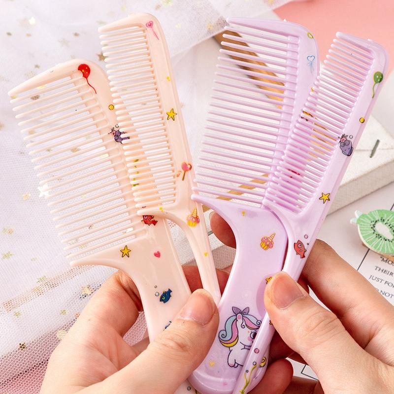 2pc Set Cartoon Children's Comb for Baby Girls Cute Kids Anti-Static Plastic Hair Comb Hairdressing Pointed Tail Combs Baby Care