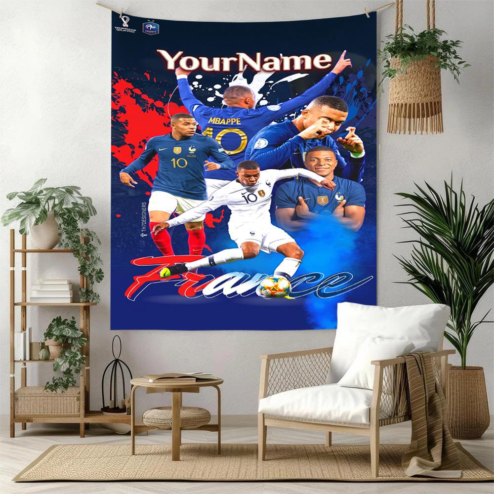 Mbappe Custom Your Name Wall Decor Tapestry Art For Pet Memorial Birthdaywedding Party Backdrop Family Gift
