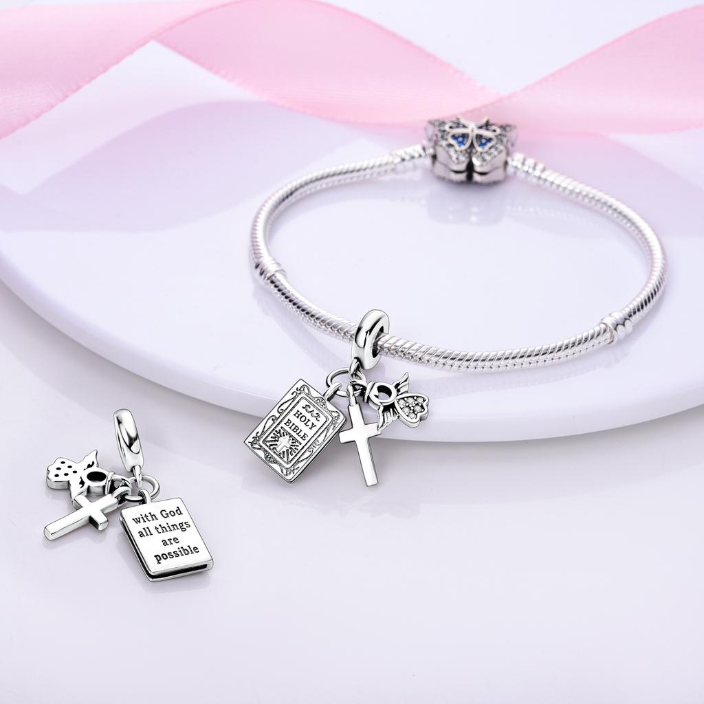 Cross Copper Charms Religion Pendant For Woman Fit Original Beads Bracelet Diy Fashion Jewelry