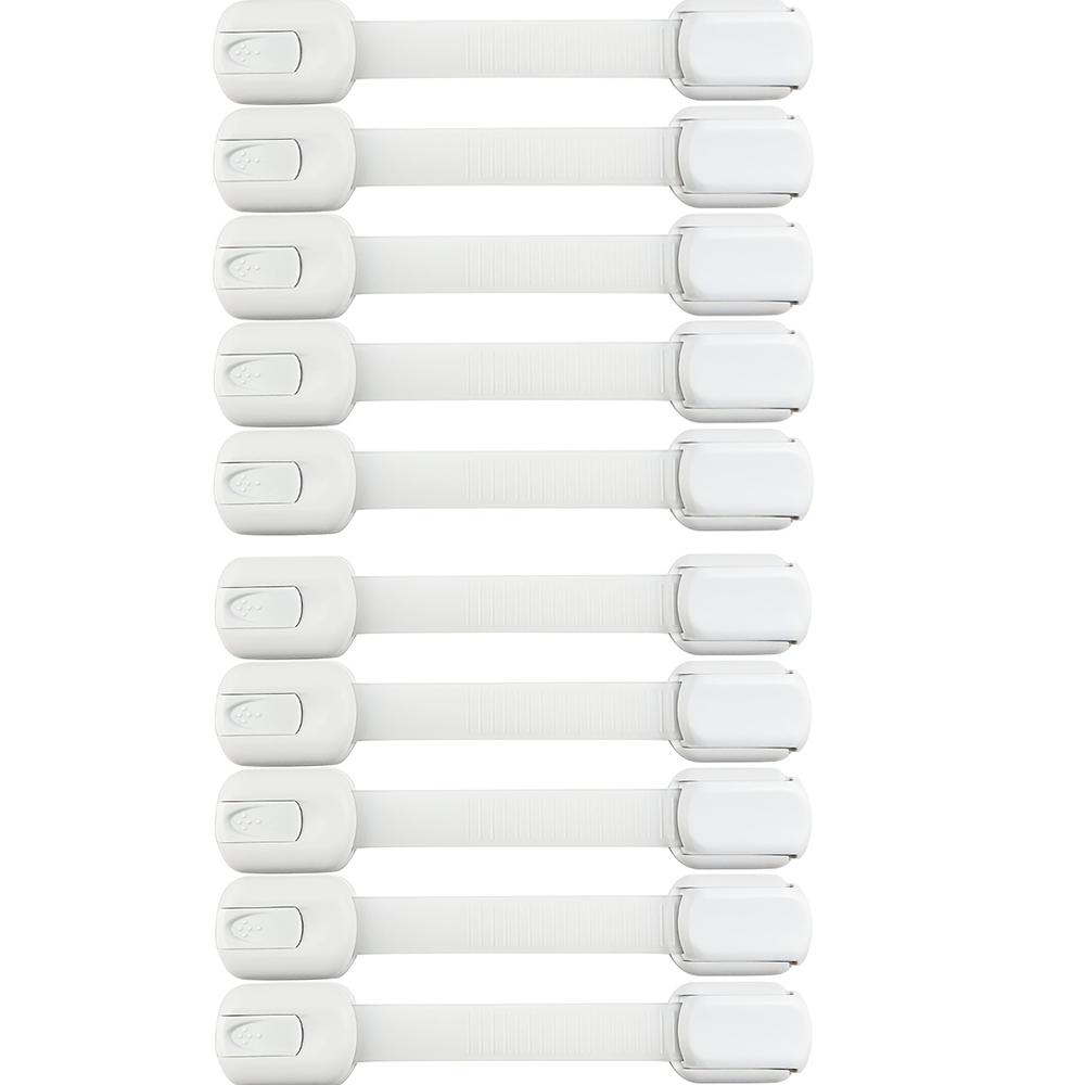 10 шт. Детские замки с ремнями безопасности для шкафов и ящиков, туалета, холодильника и многого другого. Клейкие накладки. Установка не требуется.