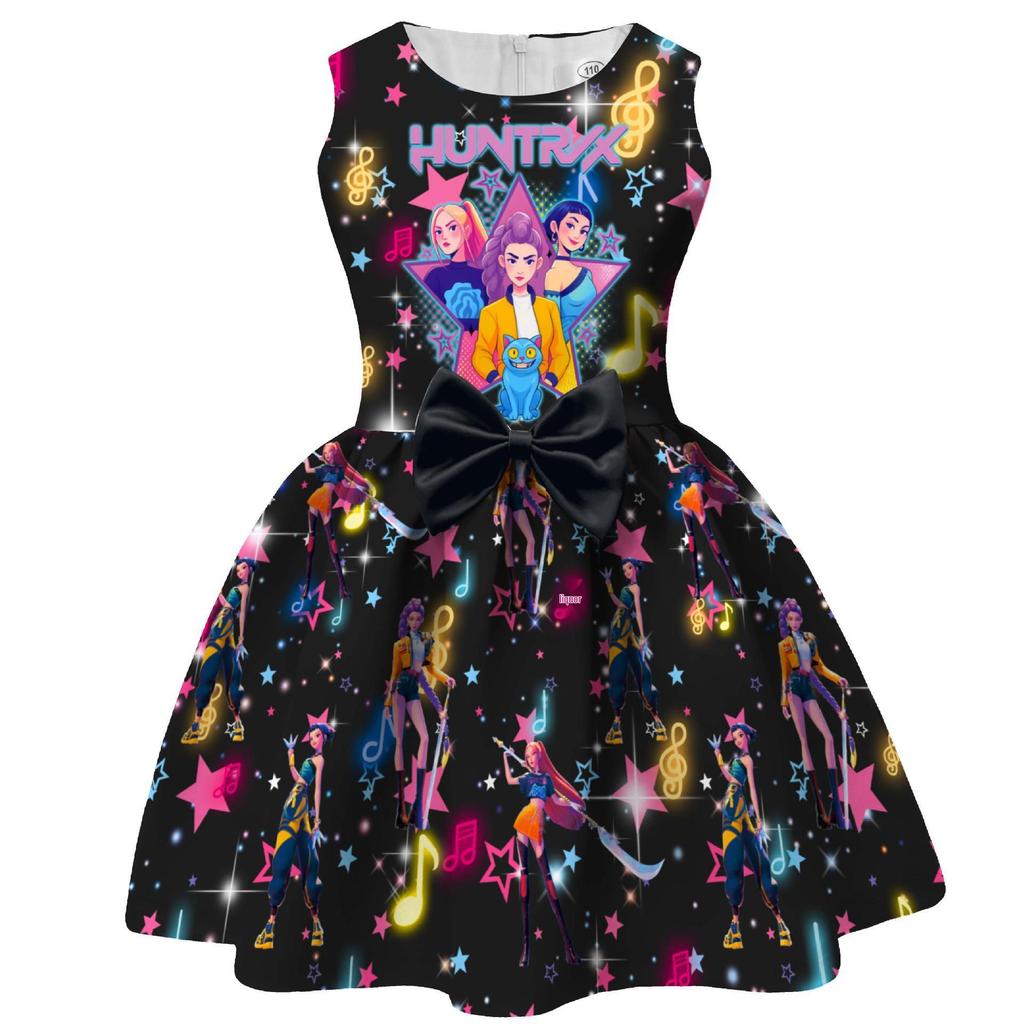 В наличии: Цифровой принт 'Девушки Ведьмака' Бант Формальное платье Юбка 94209