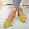 Женские туфли на плоской подошве с острым носком, однотонная вязаная обувь, повседневные дышащие балетки на плоской подошве, женские лоферы, кроссовки Zapatos De Mujer