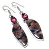 Sodalite, Rubillite 925 Sterling Silver Jewelry Earring 2.56" g1B09