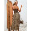 Fashion Leopard Print Suspender Dress Women Summer V Neck Elegant Loose High Waist Casual Midi Dresses Female Simple Women's Clothing