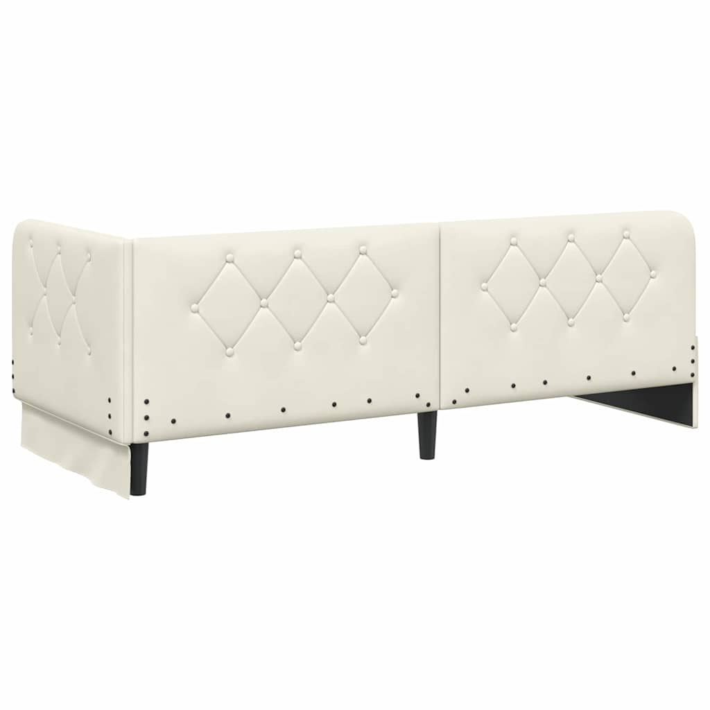 L Shaped Corner Bed Frame Cream 80 x 200 cm Velvet