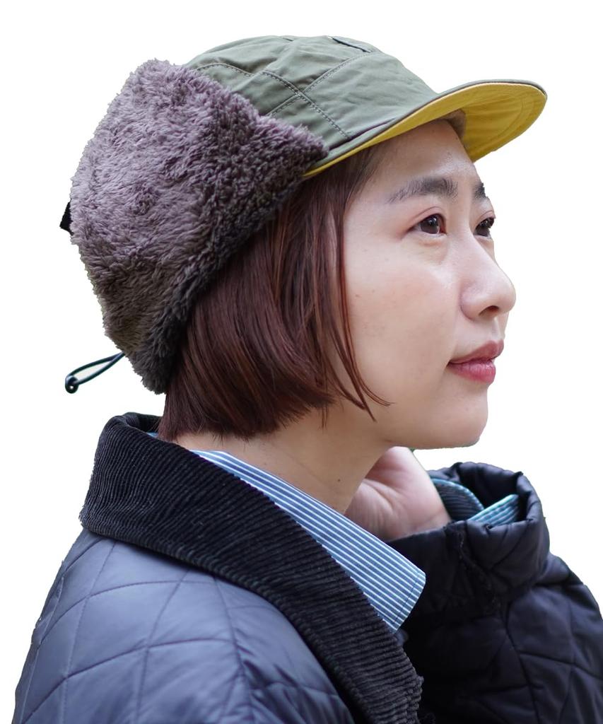 nakota Rokuyon Cloth Flight Cap with Ear Large Sizes for Men and Lightweight Water Perfect for Snowboarding and Cute and L Size Circumference Khaki