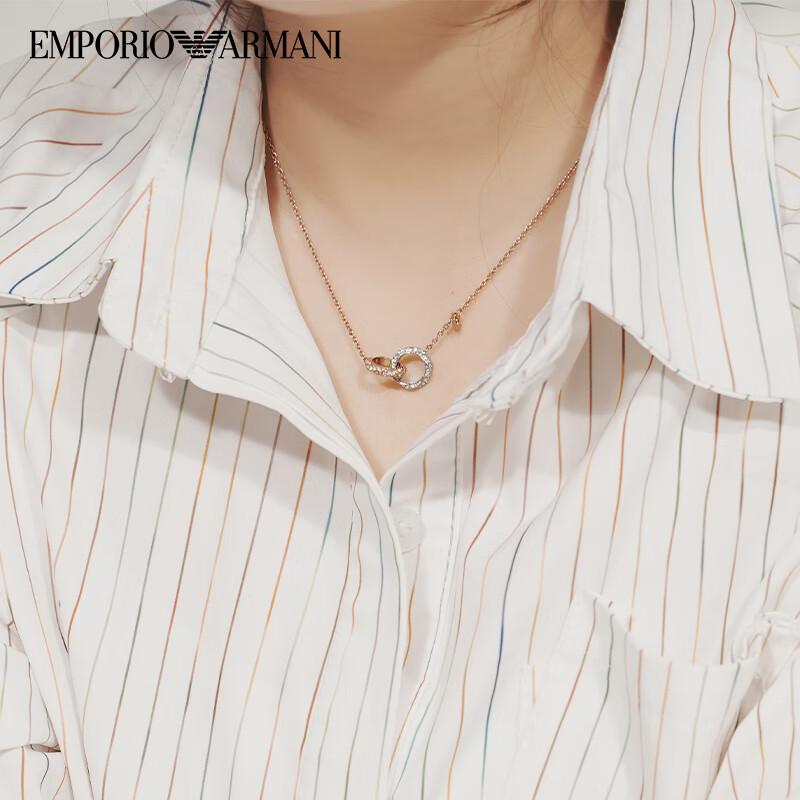 Emporio Armani Ожерелье Модное, Простое и Трендовое Двойное Кольцо Алмаз Нержавеющая Сталь Ключица EGS3004221 F базовая упаковка-оригинальная коробка бренда