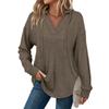 Women's Fashion Solid-Color Long-Sleeve Hooded V-Neck Casual Sweatshirt Top