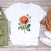 (Asian Size) Tee Top Lovely Cartoon Trend Cute Sweet Fashion Tshirt Women Flower Clothing Casual Short Sleeve Print Lady Female Graphic T-shirt