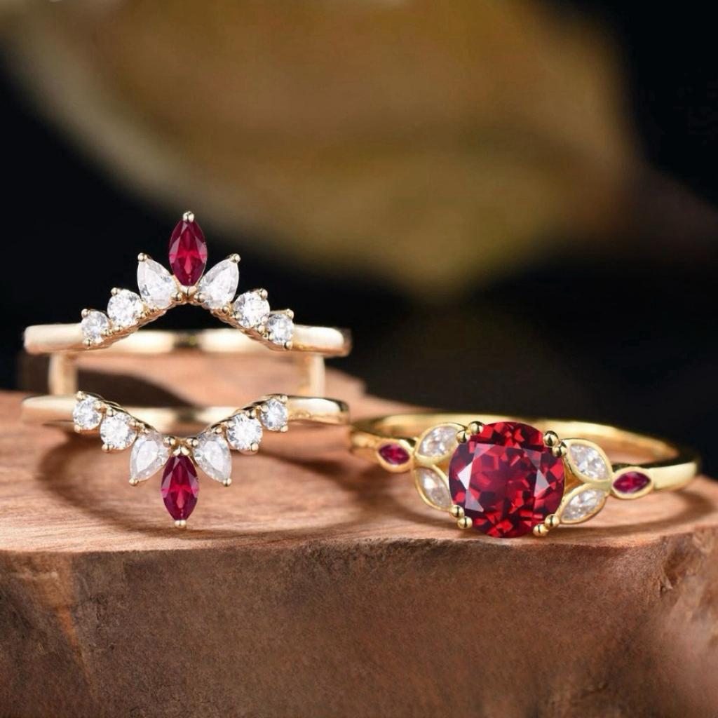 Роскошное кольцо цвета «голубиная кровь» в Европе и Америке, женское, кольцо с красным моцарелла 2 карата в форме подсолнуха