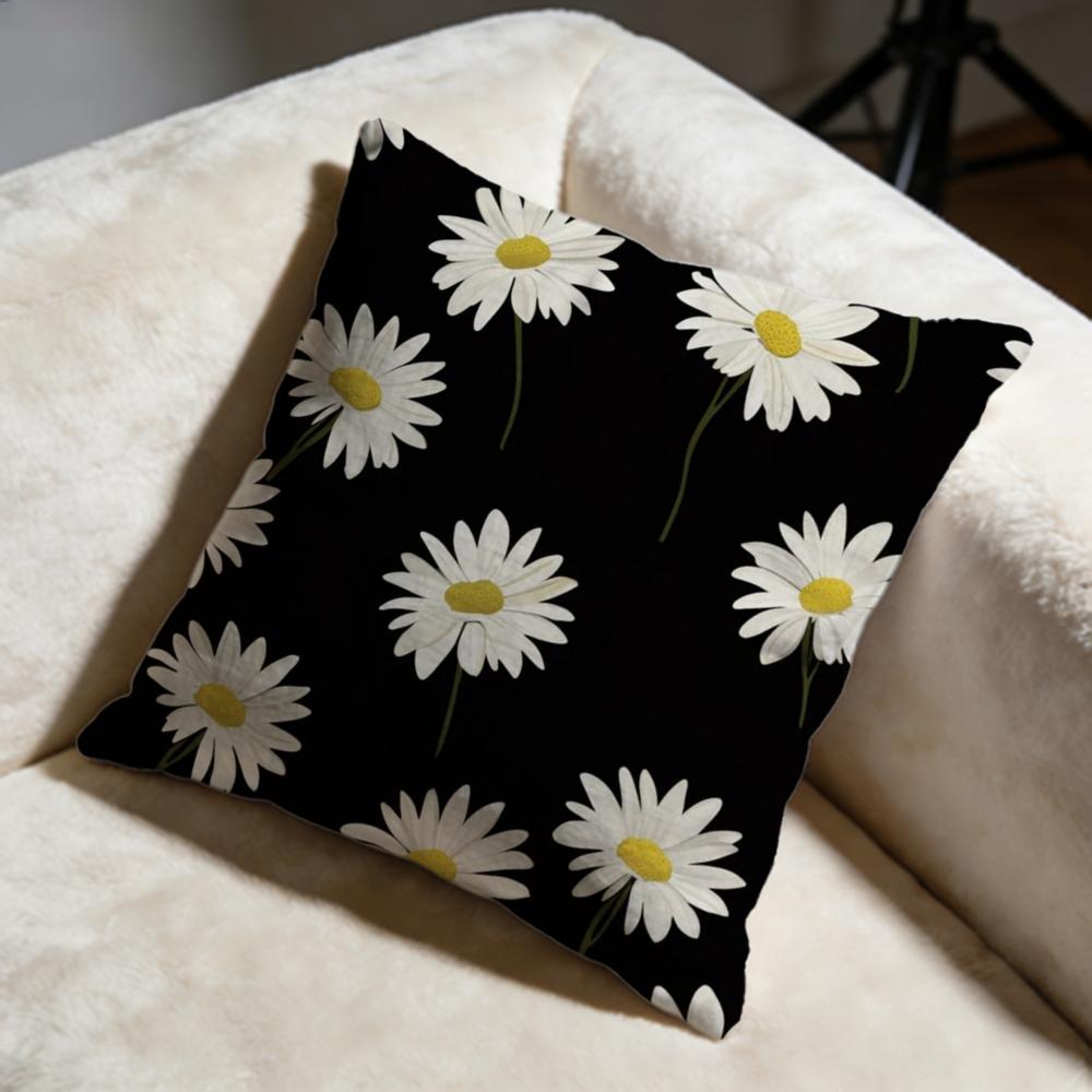 Daisy Flowers Cushion Cover Soft Decorative Pillow Case Suitable for Bedroom Sofa Car Travel Use