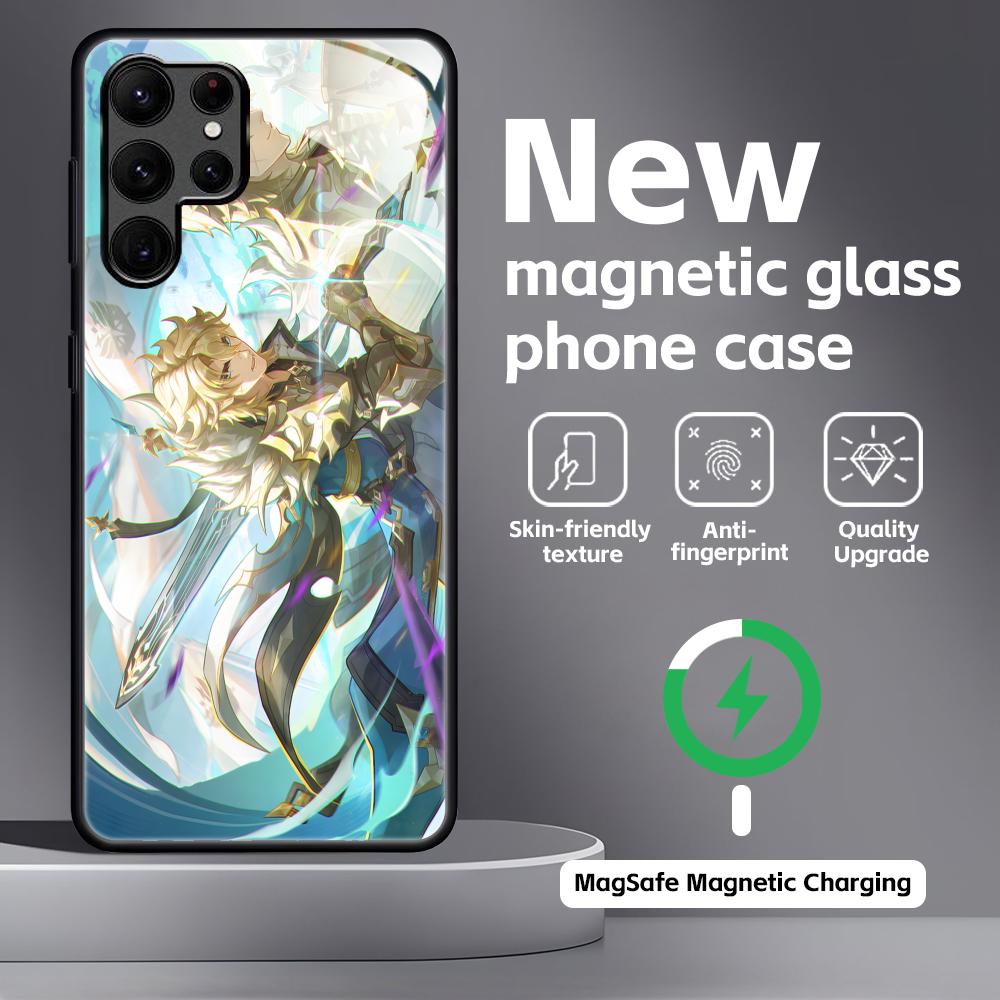 genshin impact Varka Phone Case For Samsung S26 S25 S24 S23 S22 S21 Plus Ultra Note20 Glass Magnetic Case