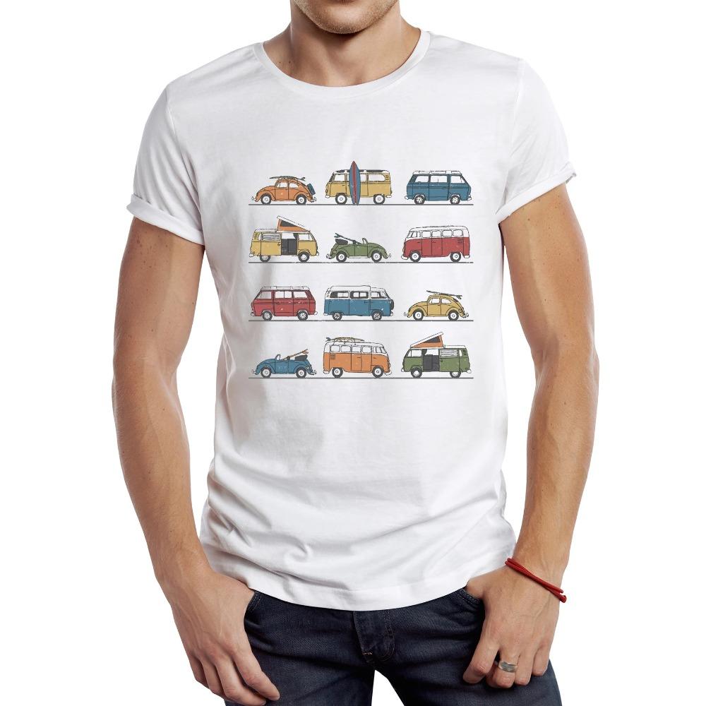 TEEHUB Винтажная мужская футболка с принтом Campervans, графическая ретро-доска для серфинга, спортивная одежда, повседневные топы, хипстерская футболка Camper Bus