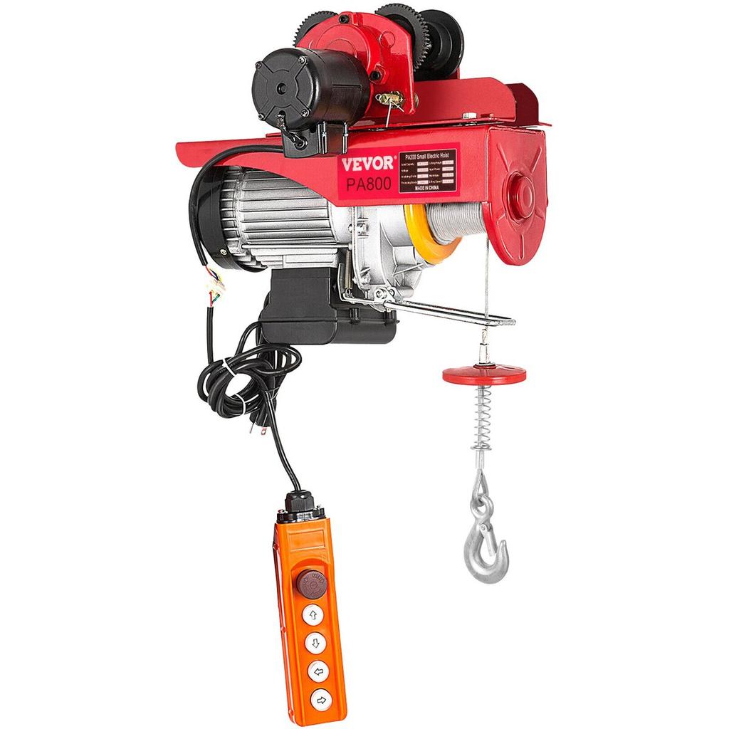 800Kg/1700Lbs Electric Trolley Hoist 1300W Electric Hoist Winch Double 12M/40Ft , Electric Hoist Electric Forklift Steel Pallet Holder Lever Garage