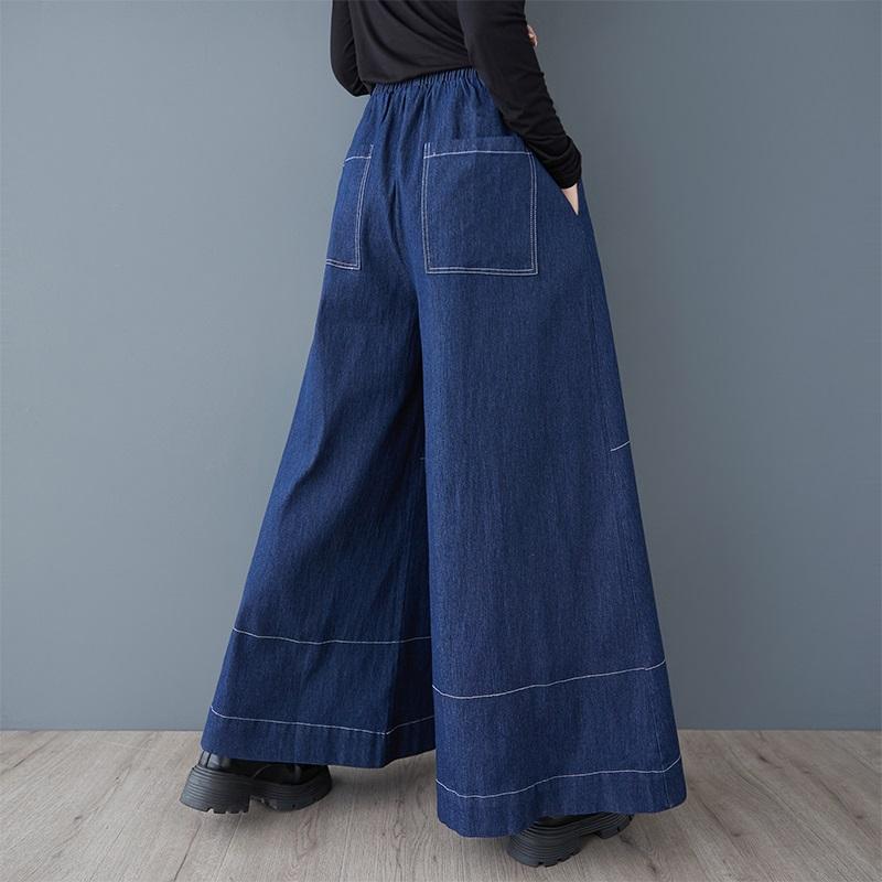 Весна осень плюс размер Винтаж высокая талия повседневные свободные женские джинсы деним широкие брюки