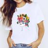 Женская одежда Слон Цветочный тренд 90-х годов Стиль с коротким рукавом Модный принт Летняя футболка с принтом Футболка Леди Женская повседневная футболка с рисунком