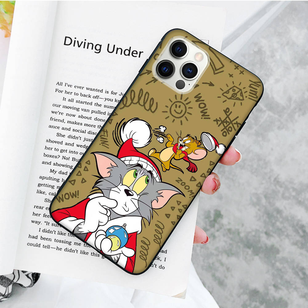 JT51 Tom Jerry Cat Mouse черный мягкий чехол для Xiaomi Poco X6 X4 M5 M6 F5 F6 C65 C55 C50 C51 C40 Pro Redmi 14C A3X 13C 12C 11T 10A 9C Note 7 6 8A Plus