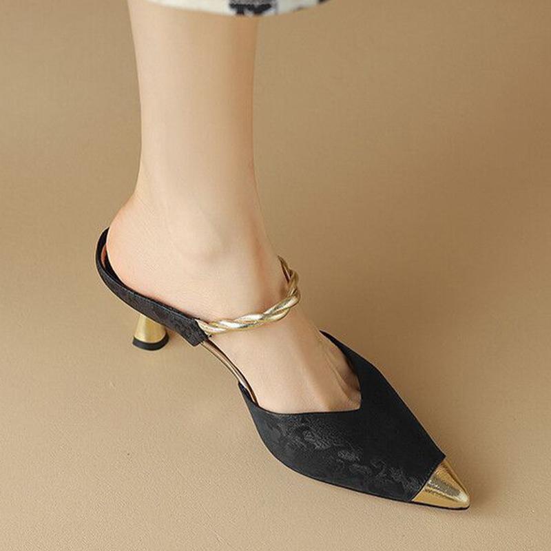 Fashion Elegant Women Slippers Pointed Toe Sexy High Heeled Shoes Fashion Woman Sandals 2025 Designer Pumps New Luxury Zapatos De Mujer