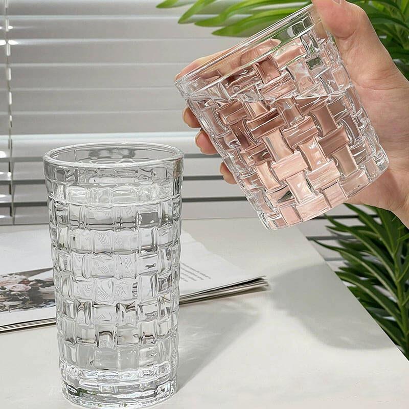 1 шт. Стеклянный стакан в форме плетеной лозы в скандинавском стиле, прозрачный стакан для воды, стакан для сока и напитков, легкая роскошная кружка для холодных напитков, снаряжение для выживания