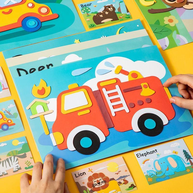 3D EVA Foam Sticker Puzzle Set 10Pcs DIY Cartoon Animal Craft Educational Toys for Toddlers Home School Art Games
