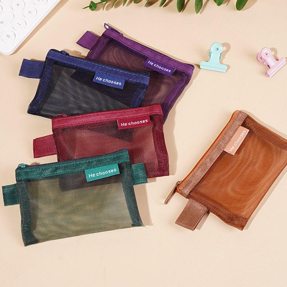 Mesh Storage Pouch Transparent File Folders Multi-Purpose Cosmetic Makeup Bags  Students Gift